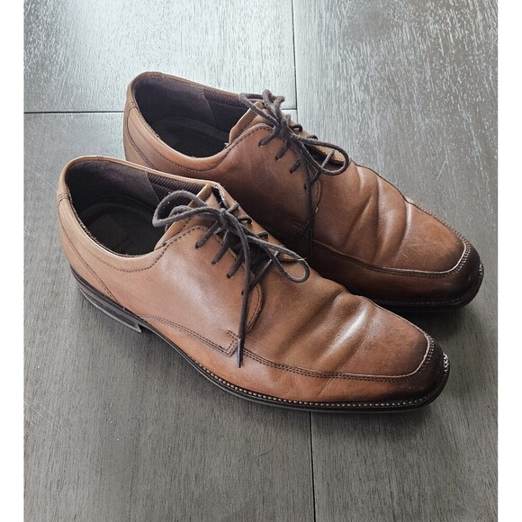 Ecco Mens Calcan Brown Leather Apron Toe Lace Up Derby Dress Shoes Size US 8.5 - Picture 1 of 10